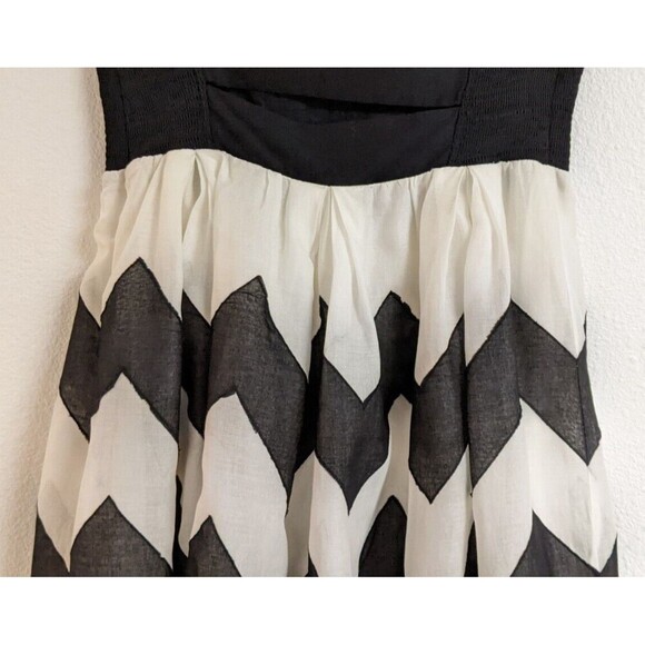 Anthropologie Leifnotes Black/White "Cherie" Chevron Strapless Party Dress SZ 10 - Picture 8 of 11